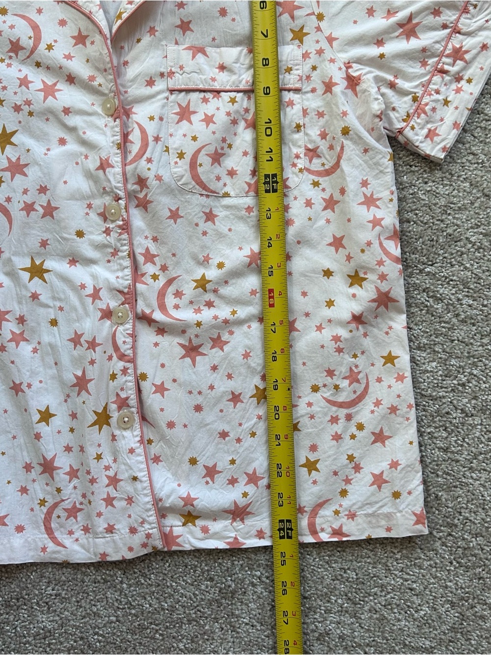 Printfresh Celestial Stars Moon Pajama Set XS Pink Gold Cotton Short Sleeve - Picture 4 of 12